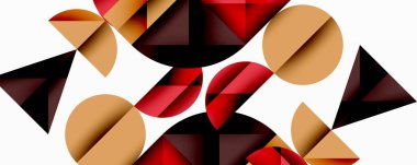 Çemberler ve üçgenlerin kesiştiği soyut geometrik desen. Yüksek kontrastlı kompozisyon derinlik yaratır ve dinamik, modern estetik