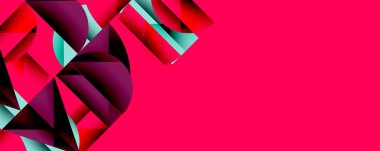 Çemberler ve üçgenlerin kesiştiği soyut geometrik desen. Yüksek kontrastlı kompozisyon derinlik yaratır ve dinamik, modern estetik