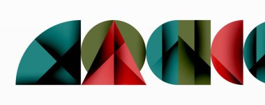 Çemberler ve üçgenlerin kesiştiği soyut geometrik desen. Yüksek kontrastlı kompozisyon derinlik yaratır ve dinamik, modern estetik