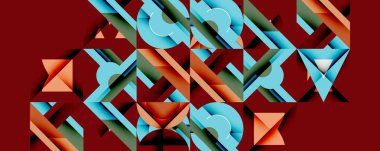 Minimum geometrik soyut arkaplan. Çember kare ve üçgen tasarımı