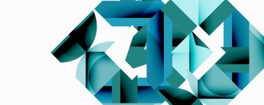 Daireler, yarı daireler, kareler ve yuvarlak üçgenler. Duvar kağıdı, afiş, arkaplan, kart, kitap illüstrasyonu, iniş sayfası için geometrik mozaik mozaik desen soyut arkaplan