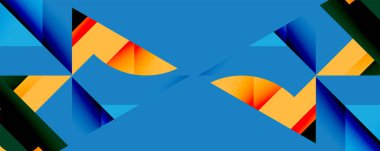 Daireler, yarı daireler, kareler ve yuvarlak üçgenler. Duvar kağıdı, afiş, arkaplan, kart, kitap illüstrasyonu, iniş sayfası için geometrik mozaik mozaik desen soyut arkaplan