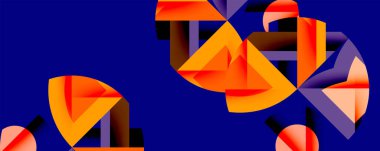 Birbirine kenetlenmiş dairesel ve açısal şekillerle soyut geometrik bileşim, pürüzsüz gradyanlar ve beyaz arkaplan üzerinde keskin karşıtlıklar