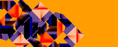 Birbirine kenetlenmiş dairesel ve açısal şekillerle soyut geometrik bileşim, pürüzsüz gradyanlar ve beyaz arkaplan üzerinde keskin karşıtlıklar