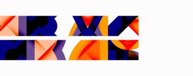 Birbirine kenetlenmiş dairesel ve açısal şekillerle soyut geometrik bileşim, pürüzsüz gradyanlar ve beyaz arkaplan üzerinde keskin karşıtlıklar