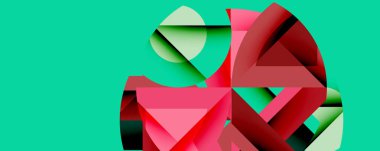 Daireler, yarı daireler, kareler ve yuvarlak üçgenler. Duvar kağıdı, afiş, arkaplan, kart, kitap illüstrasyonu, iniş sayfası için geometrik mozaik mozaik desen soyut arkaplan