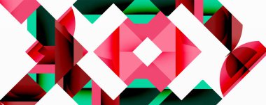 Daireler, yarı daireler, kareler ve yuvarlak üçgenler. Duvar kağıdı, afiş, arkaplan, kart, kitap illüstrasyonu, iniş sayfası için geometrik mozaik mozaik desen soyut arkaplan