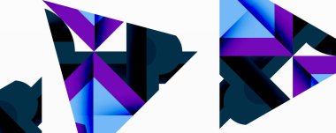 Daireler, yarı daireler, kareler ve yuvarlak üçgenler. Duvar kağıdı, afiş, arkaplan, kart, kitap illüstrasyonu, iniş sayfası için geometrik mozaik mozaik desen soyut arkaplan