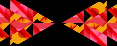 Birbirine kenetlenmiş dairesel ve açısal şekillerle soyut geometrik bileşim, pürüzsüz gradyanlar ve beyaz arkaplan üzerinde keskin karşıtlıklar