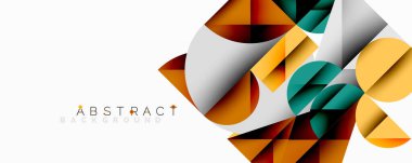 Katmanlı daireler ve açısal segmentlerle modern soyut kompozisyon gradyan, şeffaflık efektleri ve yapılandırılmış geometrik düzen içerir.