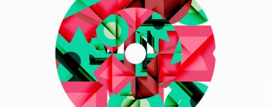 Daireler, yarı daireler, kareler ve yuvarlak üçgenler. Duvar kağıdı, afiş, arkaplan, kart, kitap illüstrasyonu, iniş sayfası için geometrik mozaik mozaik desen soyut arkaplan