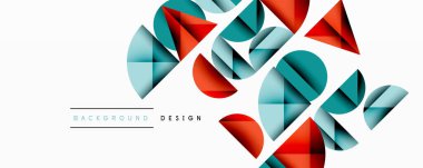 Çemberler ve üçgenlerin kesiştiği soyut geometrik desen. Yüksek kontrastlı kompozisyon derinlik yaratır ve dinamik, modern estetik