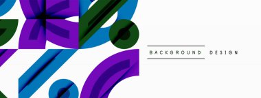 Dairesel ve yuvarlak elementlerin yer aldığı soyut geometrik arkaplan. Kalın kontrast, pürüzsüz gradyanlar, dinamik kompozisyon, fütüristik stil