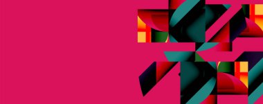 Birleştirilmiş açısal ve eğri şekilli soyut geometrik çizimler, pürüzsüz eğimli dinamik bileşimler ve kalın karşıtlıklar