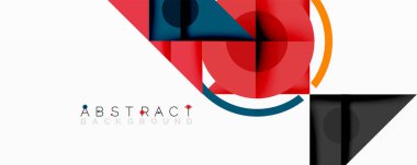 Katmanlı üçgenler, daireler ve gradyanlarla birlikte geometrik soyut tasarım, keskin zıtlıklar ve derinlikle yapılandırılmış bir model oluşturur.