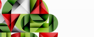 Üst üste binen daireler ve gradyanlarla soyut geometrik çizimler, daire kare üçgen şekilleri arka plan şekilleri keskin açısal kesikler, pürüzsüz gölgeleme ve yapılandırılmış katman bileşimi