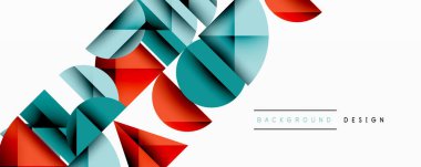 Çemberler ve üçgenlerin kesiştiği soyut geometrik desen. Yüksek kontrastlı kompozisyon derinlik yaratır ve dinamik, modern estetik