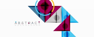 Kesişen üçgenler, daireler ve gradyanlarla soyut geometrik bileşim, derinlik ve kontrastla dinamik bir katman oluşturur.