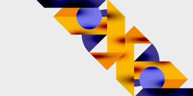 Dairelerin, yarım dairelerin ve parlak efektli ve düzgün eğimli üçgenlerin detaylı bileşimi. Yaratıcı ve teknolojiden ilham alan projeler için parlak ve modern bir vektör tasarımı