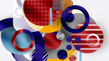 Üstüste binen Şeffaf Geometrik Şekillerle Soyut Çember Tasarımı