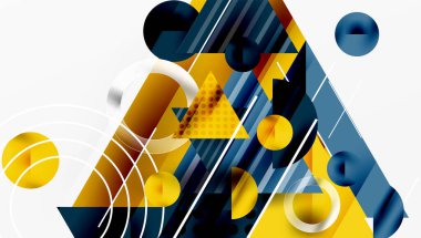 Üstüste binen Şeffaf Üçgenler ve Çemberlerle Modern Soyut Tasarım