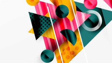 Parlak soyut arkaplan - parlak eğim tonlarıyla katmanlı üçgenler. Yarı şeffaf şekiller derinlik ve çağdaş estetik ekler