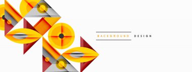 Keskin açılı dinamik geometrik bileşim, dairesel biçimler ve eğim renkleri