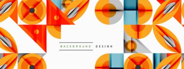 Keskin açılı dinamik geometrik bileşim, dairesel biçimler ve eğim renkleri