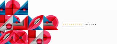 Keskin açılı dinamik geometrik bileşim, dairesel biçimler ve eğim renkleri