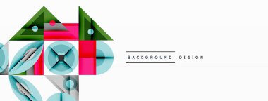 Keskin açılı dinamik geometrik bileşim, dairesel biçimler ve eğim renkleri