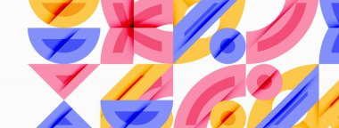 Dairesel ve yuvarlak elementlerin yer aldığı soyut geometrik arkaplan. Kalın kontrast, pürüzsüz gradyanlar, dinamik kompozisyon, fütüristik stil