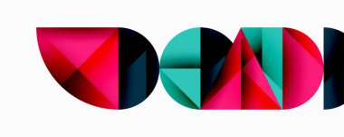 Çemberler ve üçgenlerin kesiştiği soyut geometrik desen. Yüksek kontrastlı kompozisyon derinlik yaratır ve dinamik, modern estetik