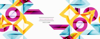 Minimum geometrik soyut arkaplan. Çember kare ve üçgen tasarımı