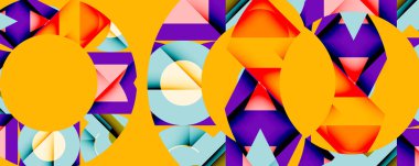 Birbirine kenetlenmiş dairesel ve açısal şekillerle soyut geometrik bileşim, pürüzsüz gradyanlar ve beyaz arkaplan üzerinde keskin karşıtlıklar