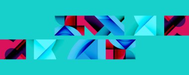 Daireler, yarı daireler, kareler ve yuvarlak üçgenler. Duvar kağıdı, afiş, arkaplan, kart, kitap illüstrasyonu, iniş sayfası için geometrik mozaik mozaik desen soyut arkaplan