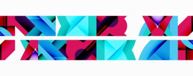 Daireler, yarı daireler, kareler ve yuvarlak üçgenler. Duvar kağıdı, afiş, arkaplan, kart, kitap illüstrasyonu, iniş sayfası için geometrik mozaik mozaik desen soyut arkaplan