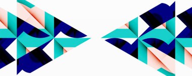 Birleştirilmiş açısal ve eğri şekilli soyut geometrik çizimler, pürüzsüz eğimli dinamik bileşimler ve kalın karşıtlıklar