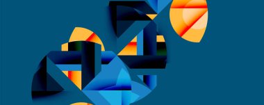 Daireler, yarı daireler, kareler ve yuvarlak üçgenler. Duvar kağıdı, afiş, arkaplan, kart, kitap illüstrasyonu, iniş sayfası için geometrik mozaik mozaik desen soyut arkaplan