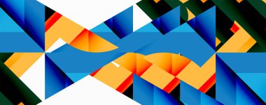 Daireler, yarı daireler, kareler ve yuvarlak üçgenler. Duvar kağıdı, afiş, arkaplan, kart, kitap illüstrasyonu, iniş sayfası için geometrik mozaik mozaik desen soyut arkaplan