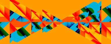 Birleştirilmiş açısal ve eğri şekilli soyut geometrik çizimler, pürüzsüz eğimli dinamik bileşimler ve kalın karşıtlıklar