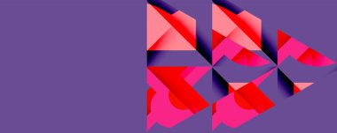 Daireler, yarı daireler, kareler ve yuvarlak üçgenler. Duvar kağıdı, afiş, arkaplan, kart, kitap illüstrasyonu, iniş sayfası için geometrik mozaik mozaik desen soyut arkaplan