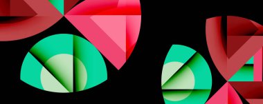 Daireler, yarı daireler, kareler ve yuvarlak üçgenler. Duvar kağıdı, afiş, arkaplan, kart, kitap illüstrasyonu, iniş sayfası için geometrik mozaik mozaik desen soyut arkaplan