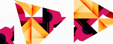 Birleştirilmiş açısal ve eğri şekilli soyut geometrik çizimler, pürüzsüz eğimli dinamik bileşimler ve kalın karşıtlıklar