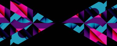 Birbirine kenetlenmiş dairesel ve açısal şekillerle soyut geometrik bileşim, pürüzsüz gradyanlar ve beyaz arkaplan üzerinde keskin karşıtlıklar