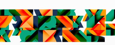 Daireler, yarı daireler, kareler ve yuvarlak üçgenler. Duvar kağıdı, afiş, arkaplan, kart, kitap illüstrasyonu, iniş sayfası için geometrik mozaik mozaik desen soyut arkaplan