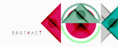 Katmanlı üçgenler, daireler ve gradyanlarla birlikte geometrik soyut tasarım, keskin zıtlıklar ve derinlikle yapılandırılmış bir model oluşturur.