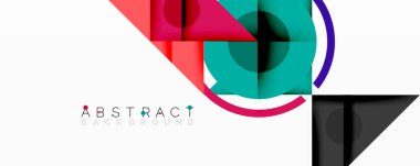 Kesişen üçgenler, daireler ve gradyanlarla soyut geometrik bileşim, derinlik ve kontrastla dinamik bir katman oluşturur.