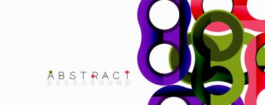 Üst üste binen dairesel ve tüp şekilli soyut daire ögesi bileşimi, pürüzsüz gradyanlar, şeffaflık efektleri ve dinamik katman