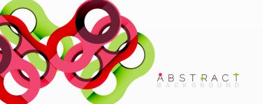 Birbirine kenetlenmiş dairesel ve tüp şekilli soyut geometrik desenler, pürüzsüz gradyanlar, keskin zıtlıklar ve dinamik katmanlar içerir.