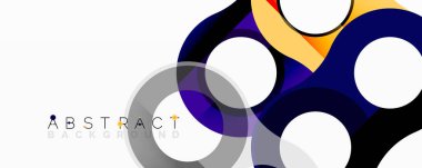 Birbirine kenetlenmiş dairesel ve tüp şekilli soyut geometrik desenler, pürüzsüz gradyanlar, keskin zıtlıklar ve dinamik katmanlar içerir.